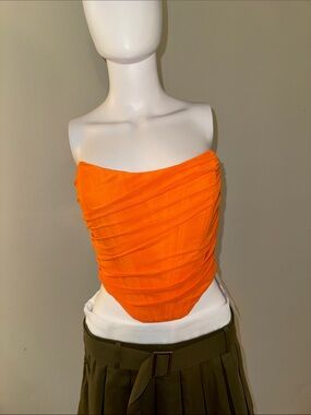 Orange Strapless Ruched Women’s Top